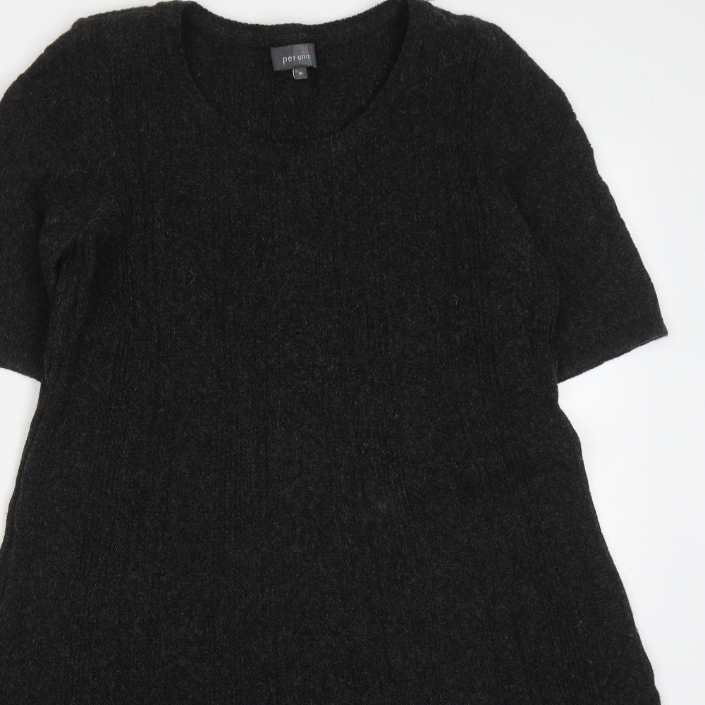 Per Una Womens Grey  Polyester Jumper Dress  Size 16  Round Neck Pullover