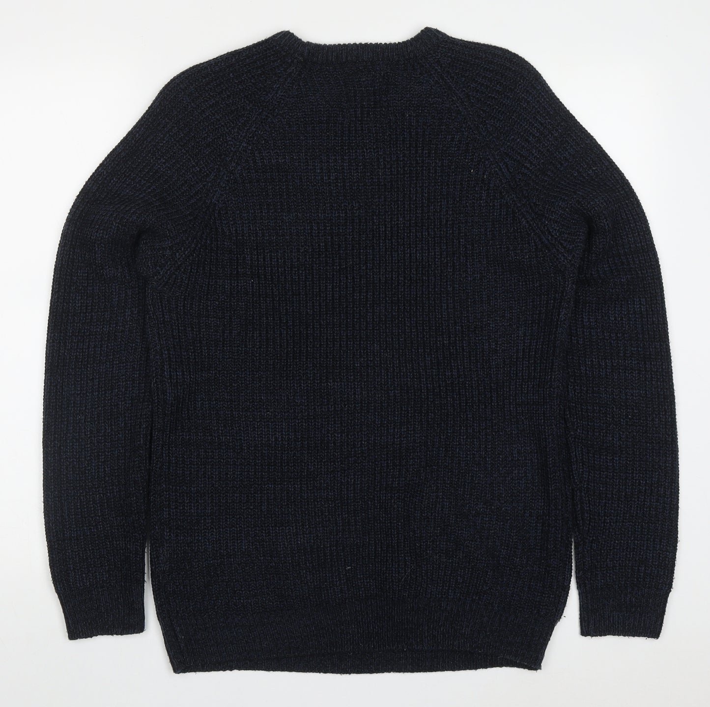 Peacocks Mens Blue Round Neck  Acrylic Pullover Jumper Size L