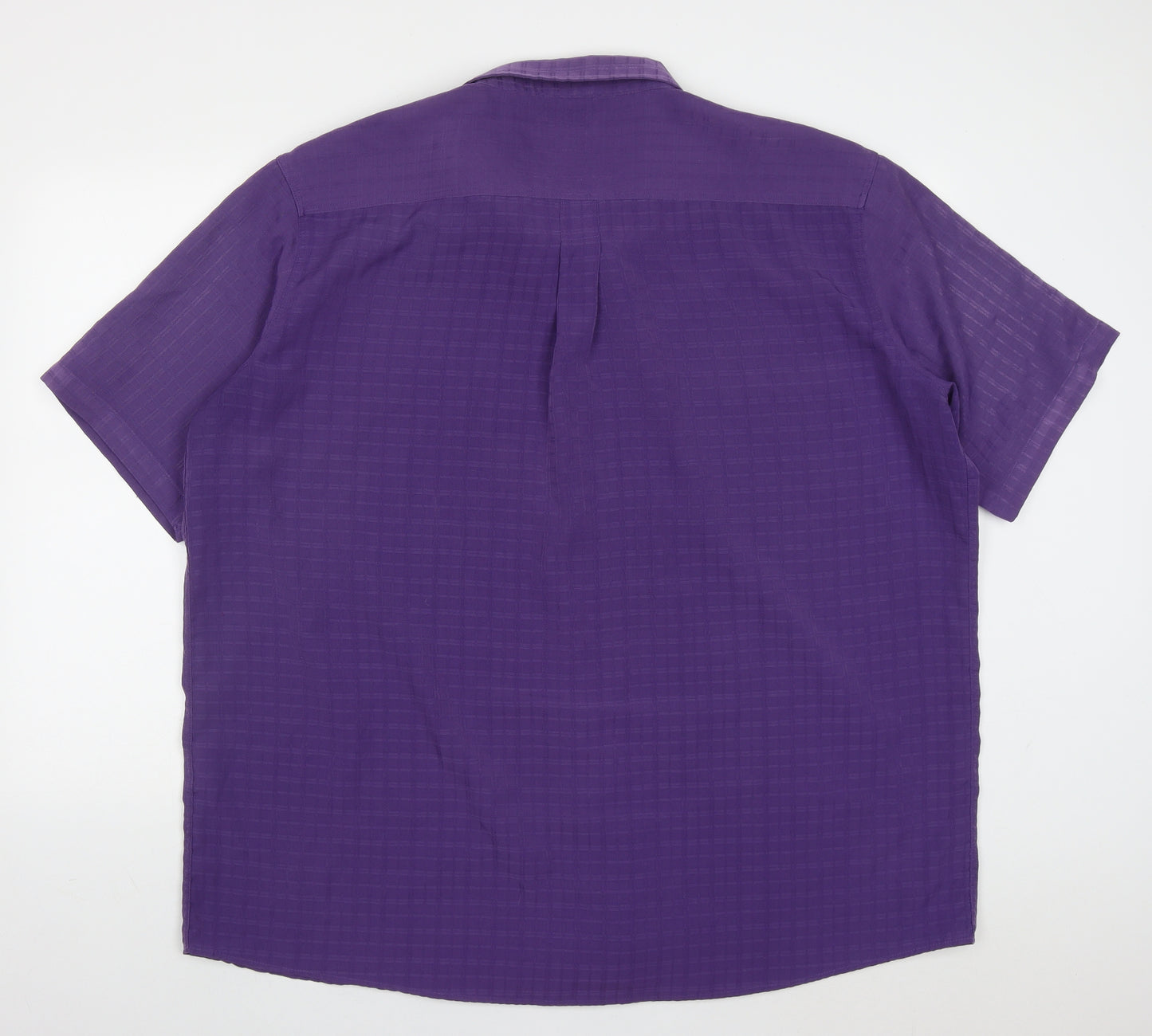 Cotton Traders Mens Purple Check Polyester  Button-Up Size 3XL Collared Button