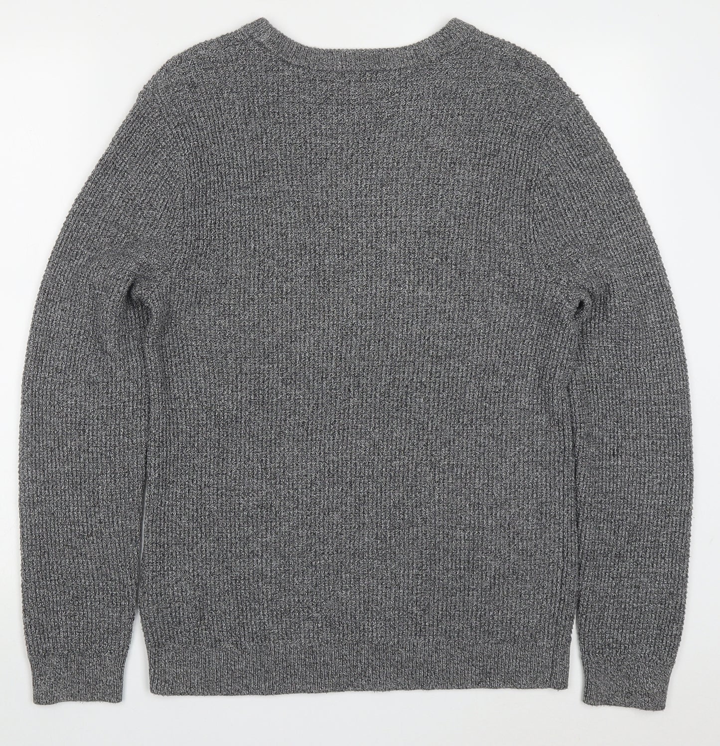 H&M Mens Grey Round Neck  Acrylic Pullover Jumper Size L