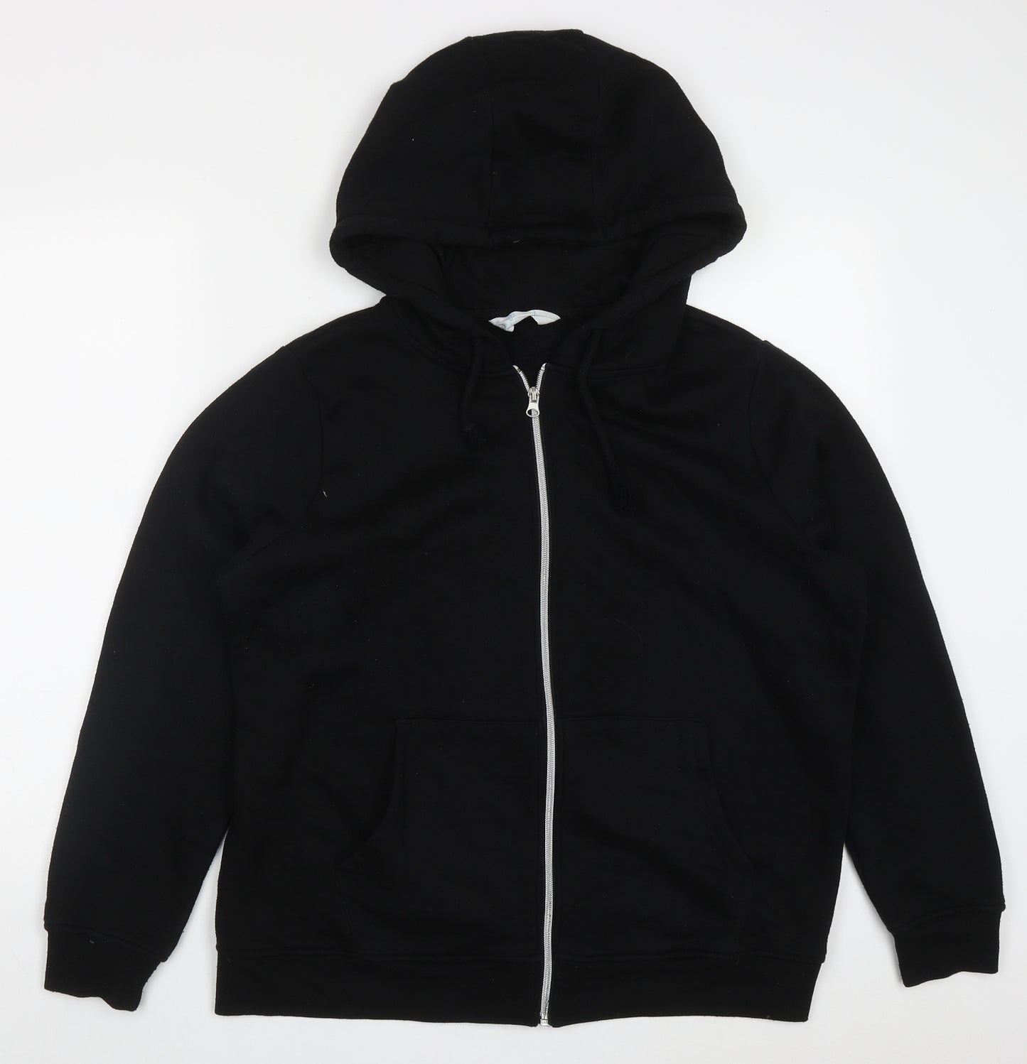 Primark Womens Black  Cotton Full Zip Hoodie Size 14  Zip