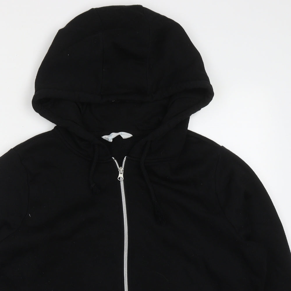 Primark Womens Black  Cotton Full Zip Hoodie Size 14  Zip