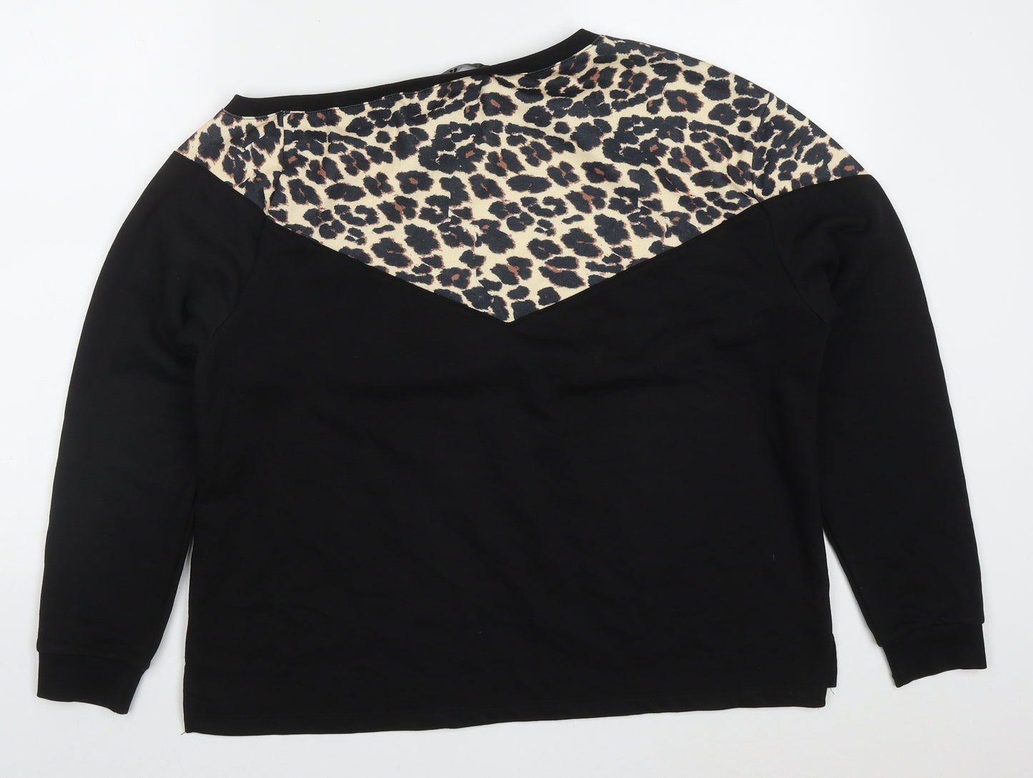 Very Womens Black Animal Print Polyester Pullover Sweatshirt Size 16  Pullover
