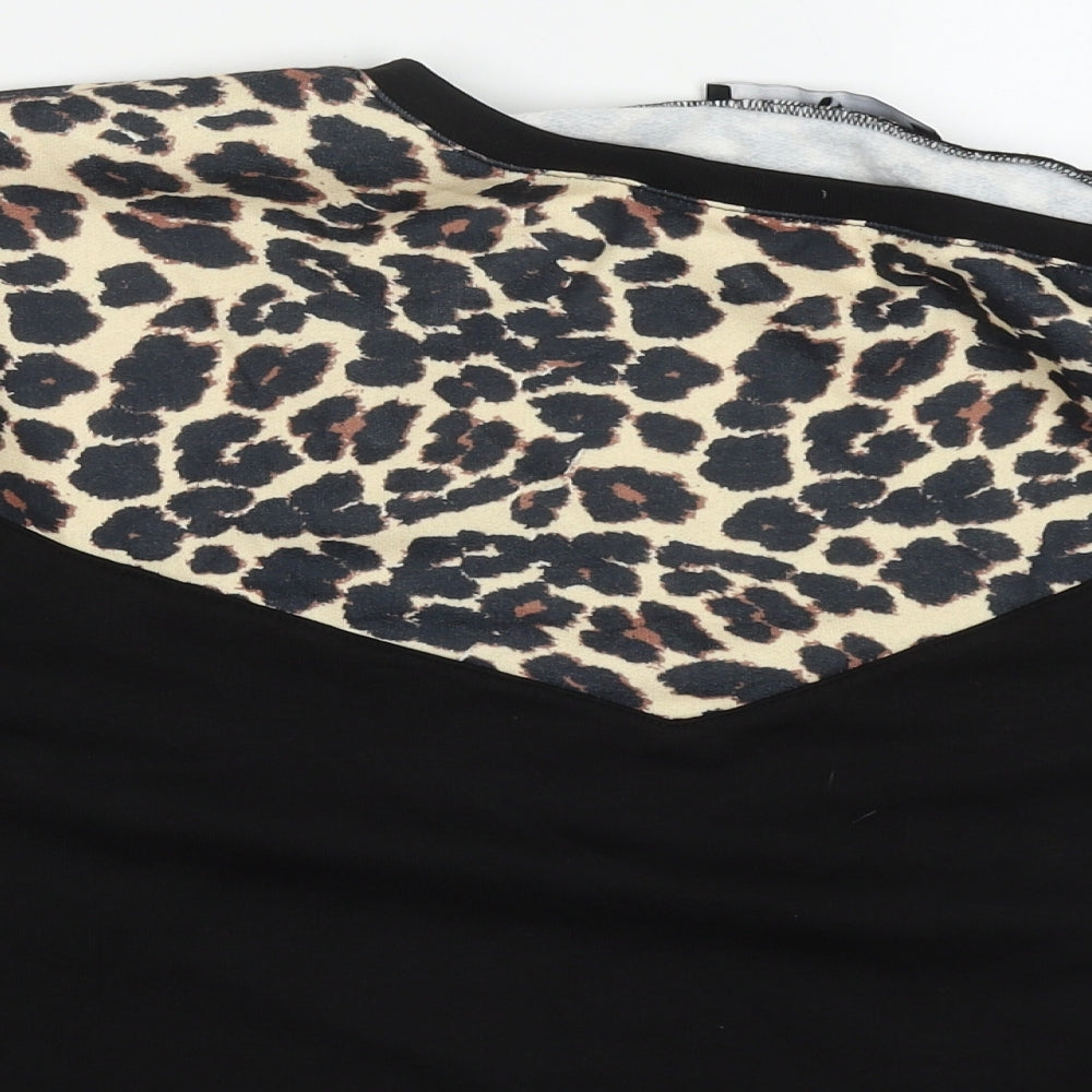 Very Womens Black Animal Print Polyester Pullover Sweatshirt Size 16  Pullover