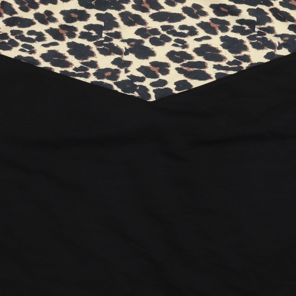 Very Womens Black Animal Print Polyester Pullover Sweatshirt Size 16  Pullover