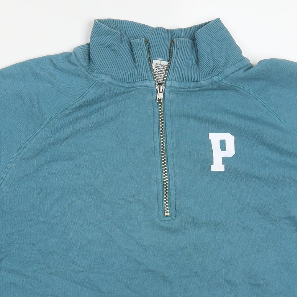 Victoria's Secret Womens Blue  Cotton Pullover Sweatshirt Size M  Zip