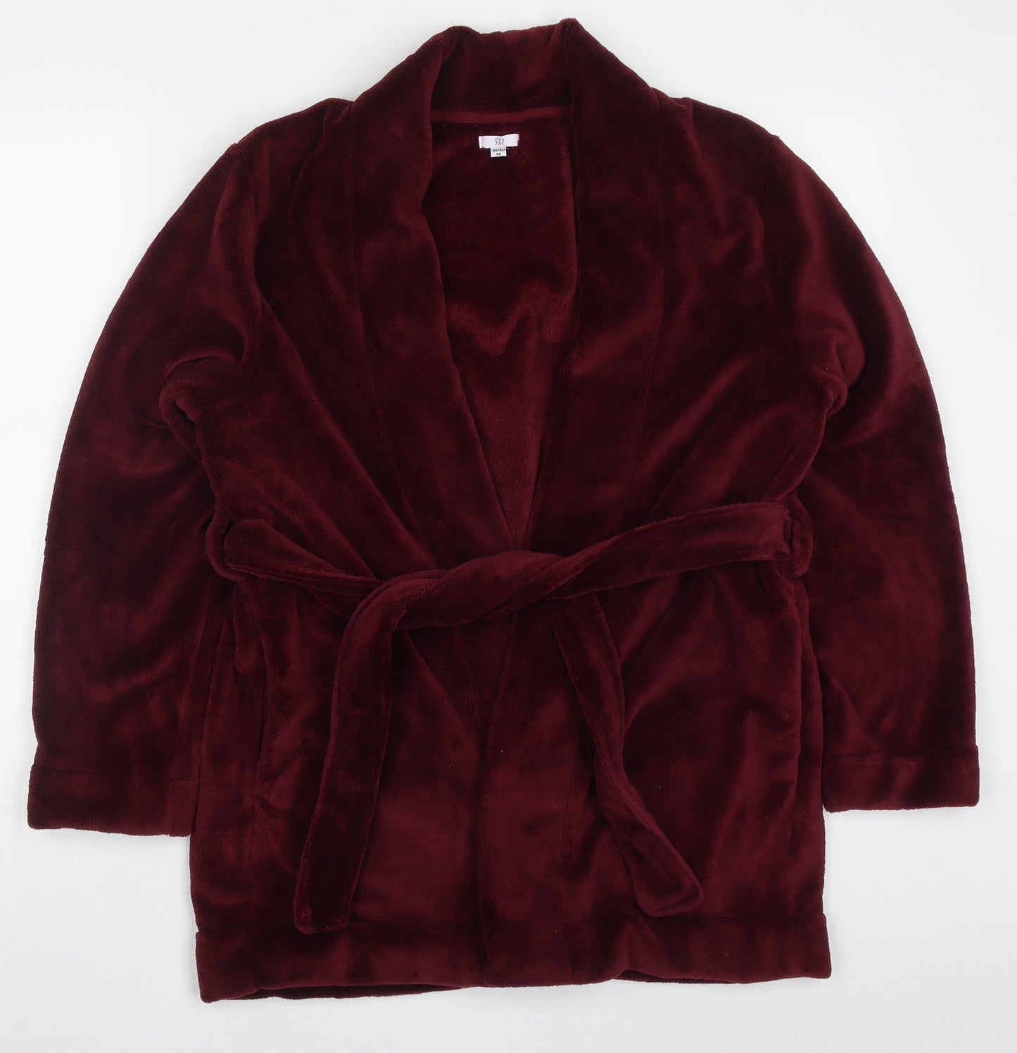 Preworn Womens Red Solid Polyester Kimono Robe Size 10  Tie