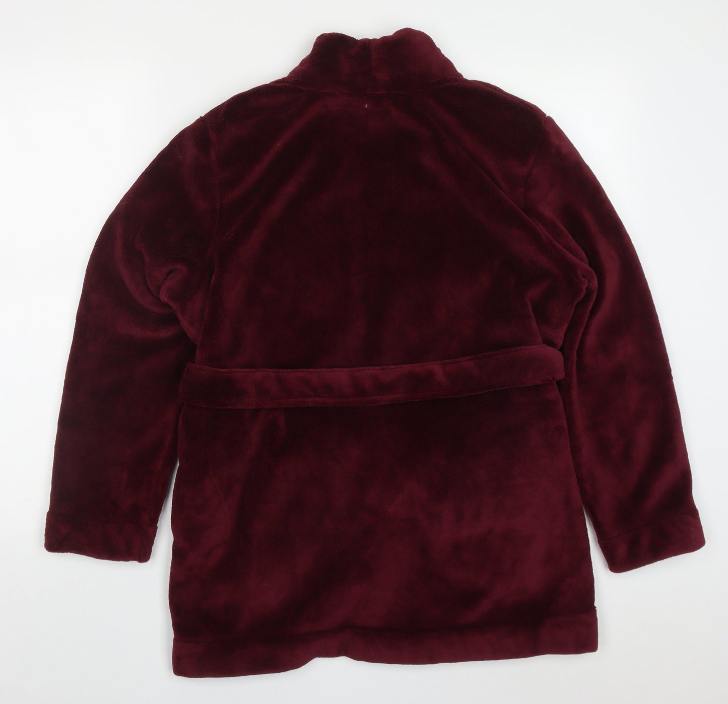 Preworn Womens Red Solid Polyester Kimono Robe Size 10  Tie