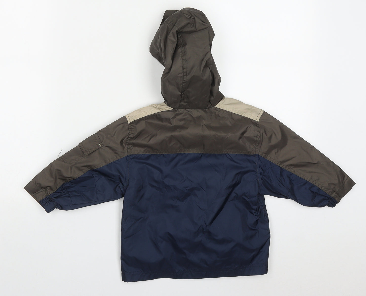 Mothercare Boys Blue Colourblock  Rain Coat Coat Size 12-18 Months   Zip