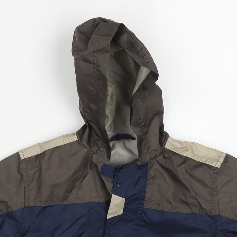 Mothercare Boys Blue Colourblock  Rain Coat Coat Size 12-18 Months   Zip