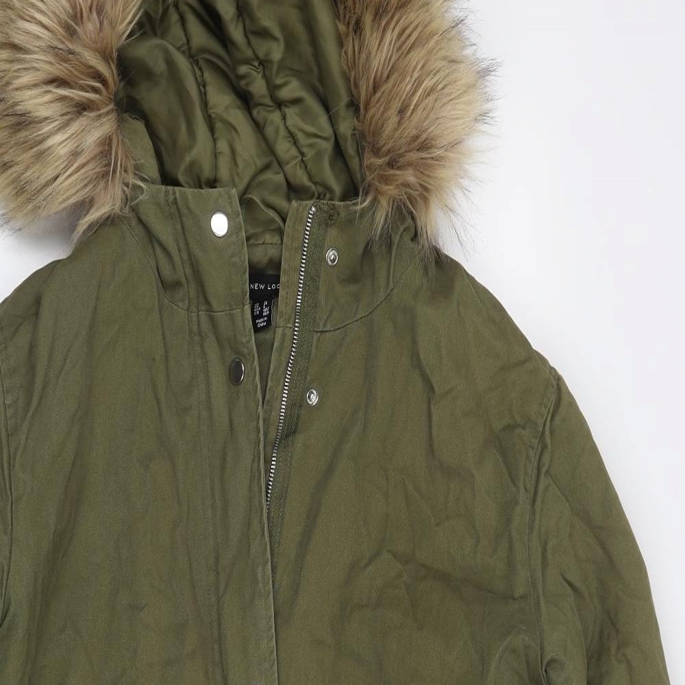 New Look Womens Green   Parka Coat Size 10  Zip