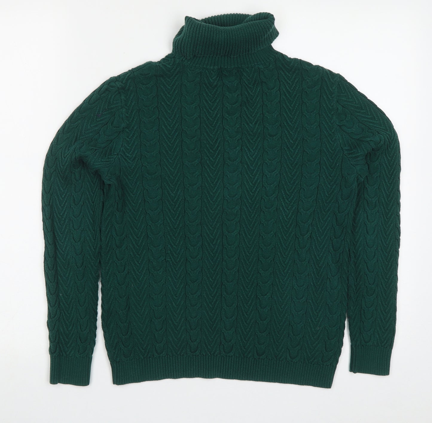 Lands' End Womens Green Roll Neck  Cotton Pullover Jumper Size XS