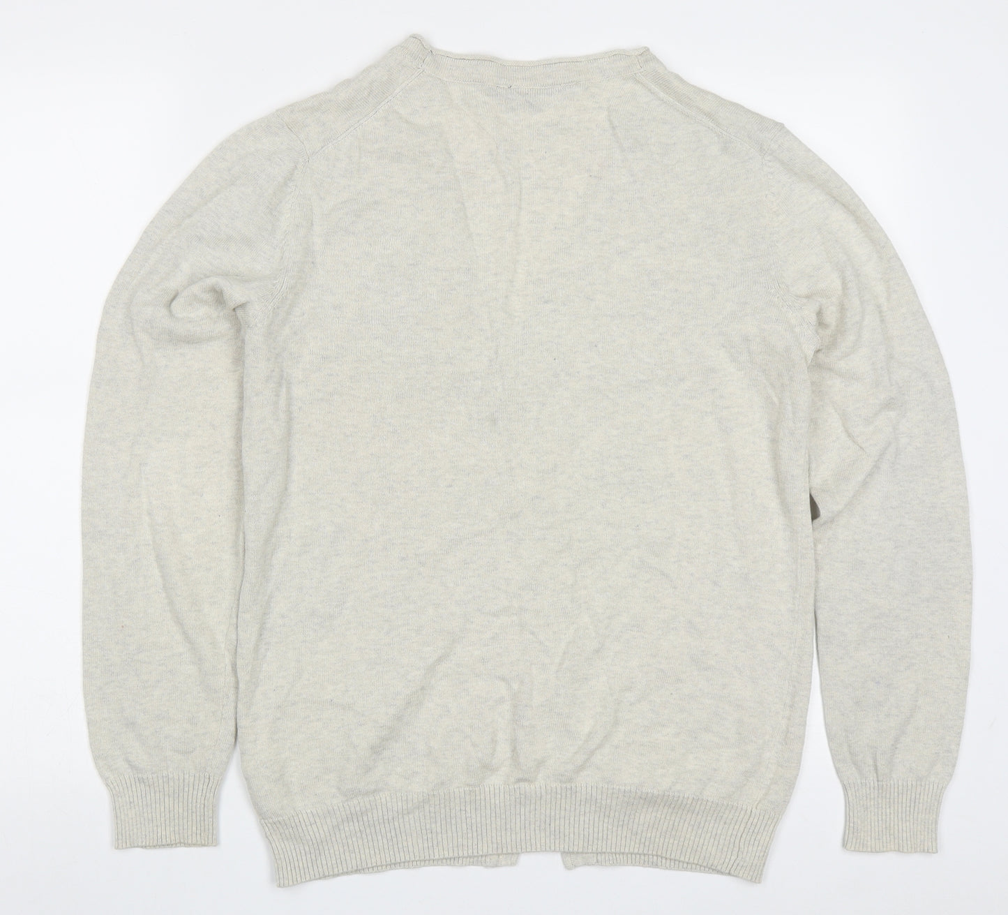 Cedar Wood State Mens Grey V-Neck  Cotton Cardigan Jumper Size S
