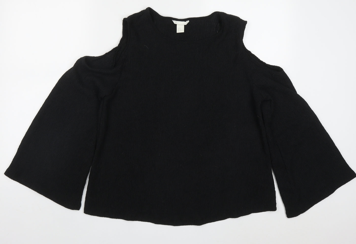 H&M Womens Black  Polyester Basic T-Shirt Size M Round Neck
