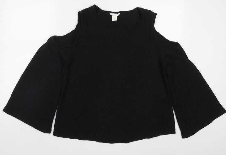 H&M Womens Black  Polyester Basic T-Shirt Size M Round Neck