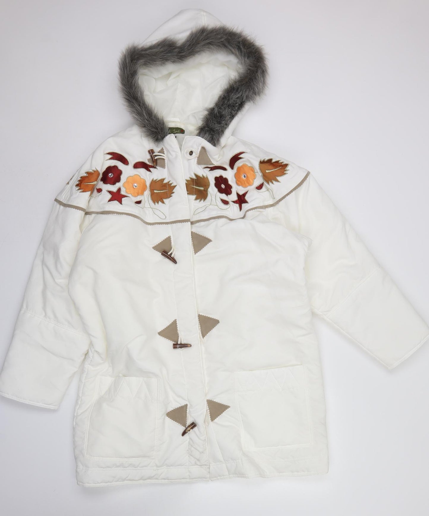 Puli Sports Womens White   Parka Coat Size M  Snap