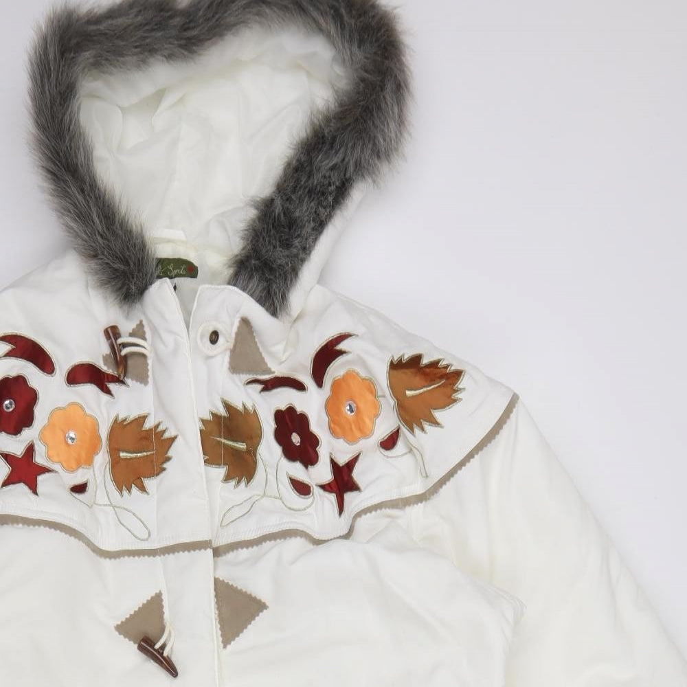 Puli Sports Womens White   Parka Coat Size M  Snap