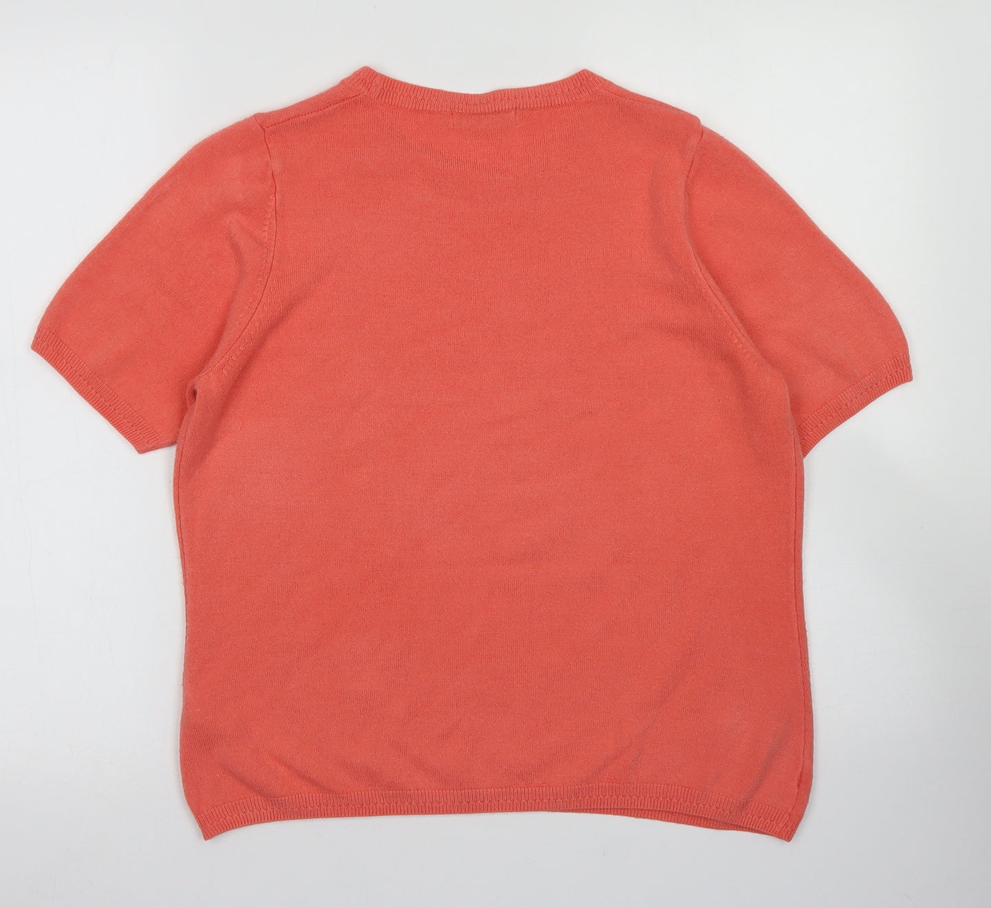 Classic Womens Orange Crew Neck  Acrylic Henley Jumper Size 14