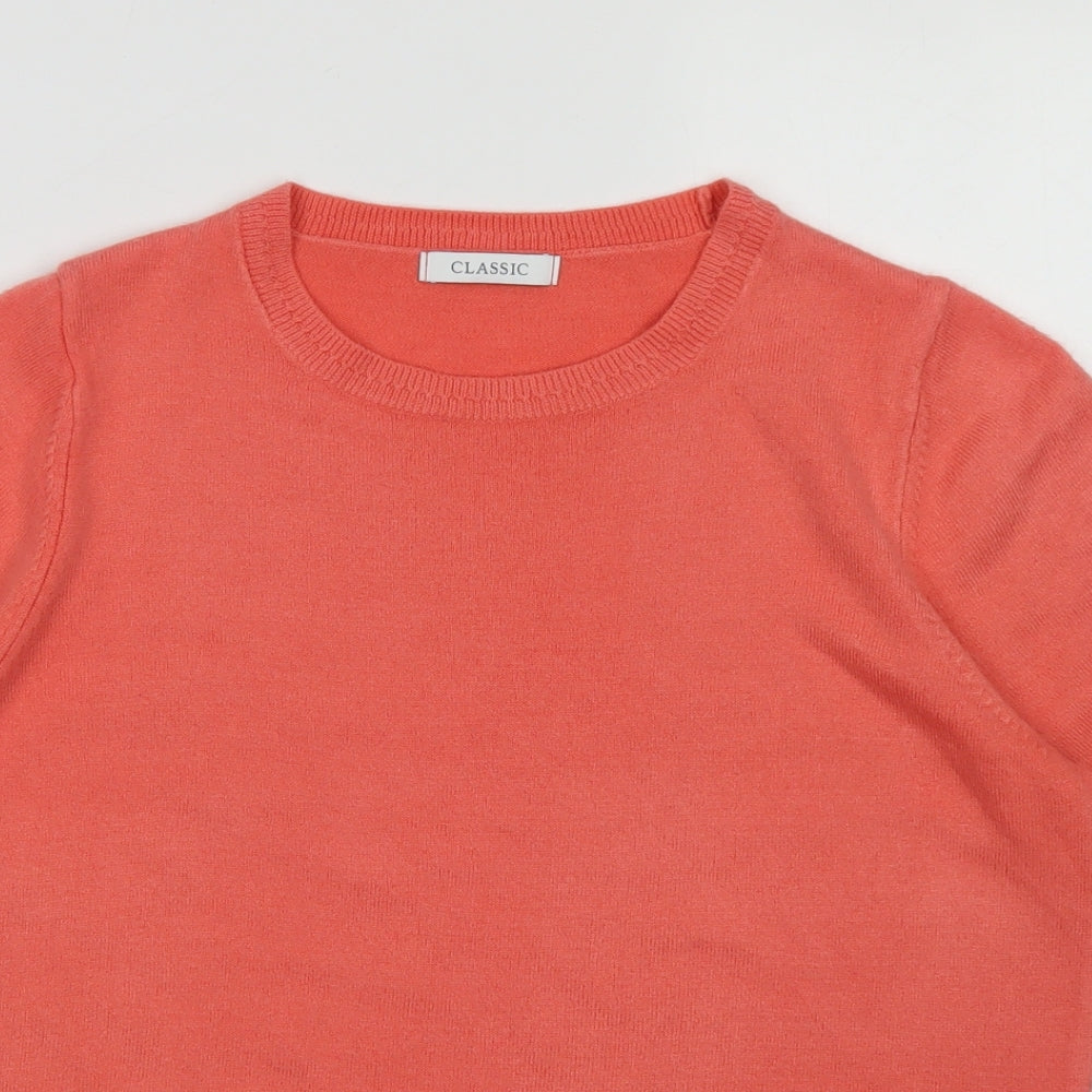 Classic Womens Orange Crew Neck  Acrylic Henley Jumper Size 14