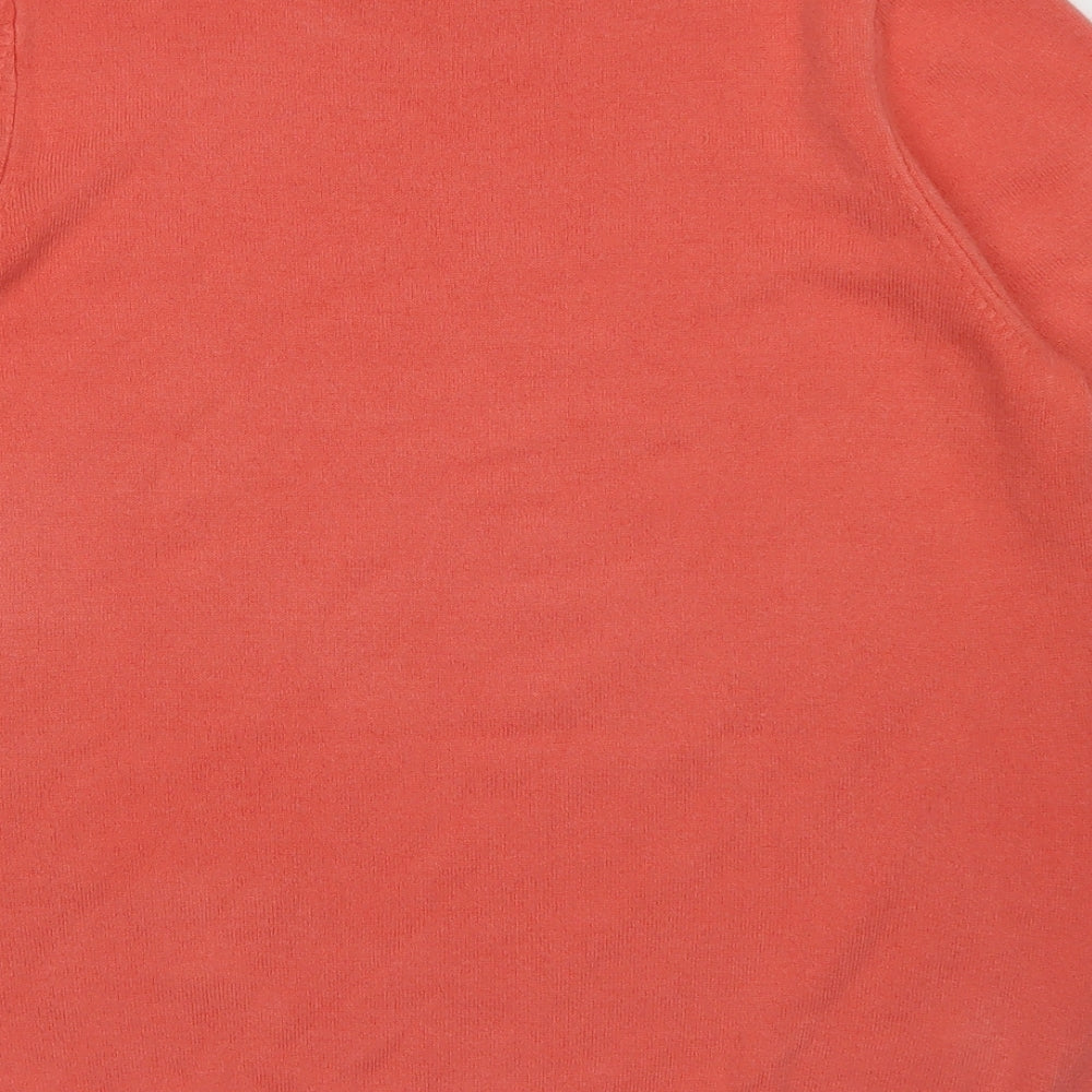 Classic Womens Orange Crew Neck  Acrylic Henley Jumper Size 14
