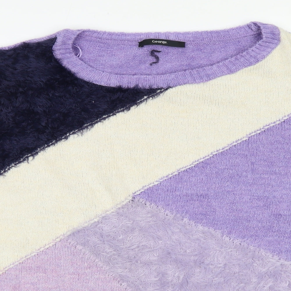 George Womens Purple Crew Neck  Acrylic Pullover Jumper Size XL