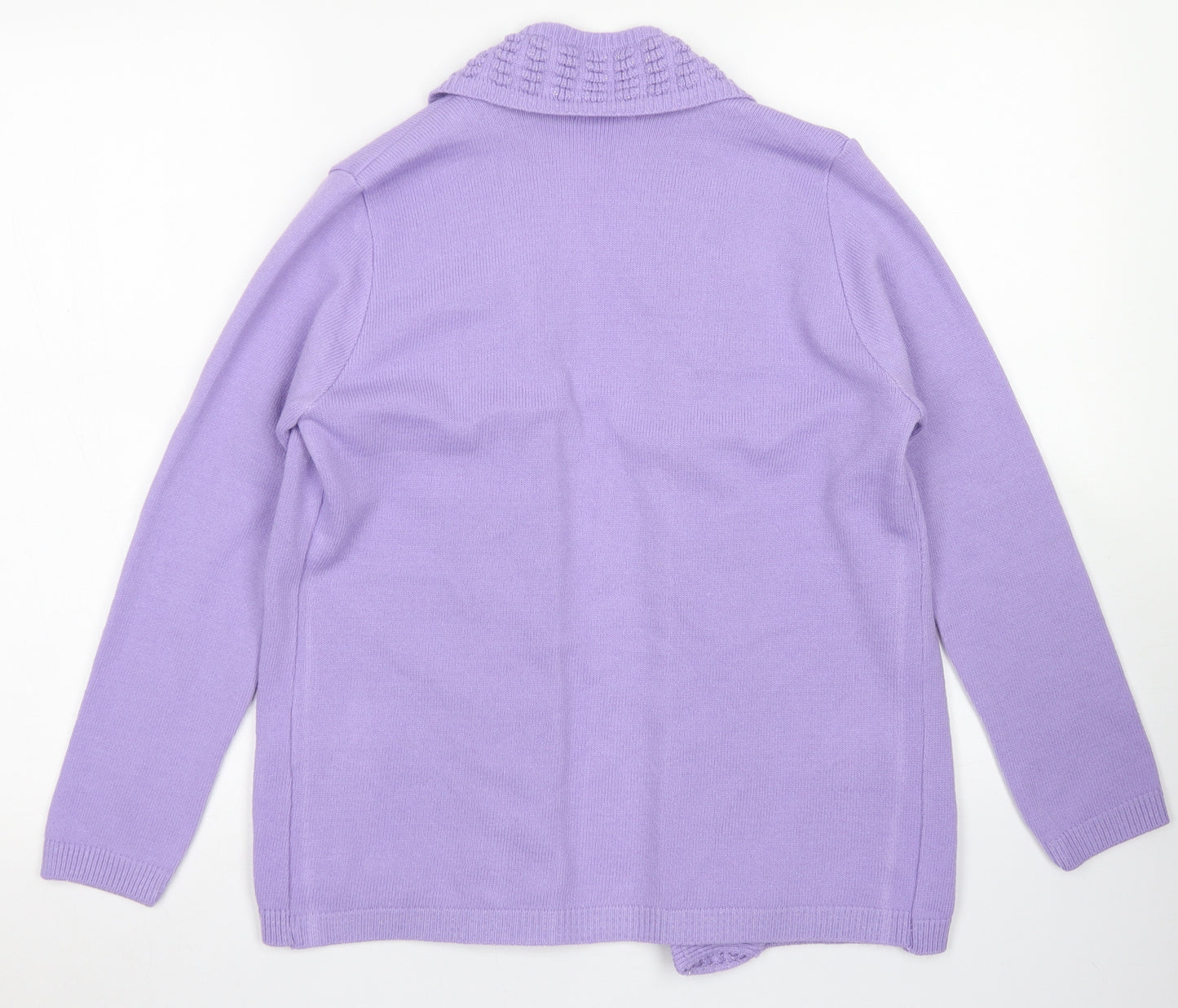 Envy Us Womens Purple Collared  Acrylic Cardigan Jumper Size S
