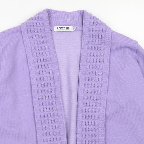 Envy Us Womens Purple Collared  Acrylic Cardigan Jumper Size S