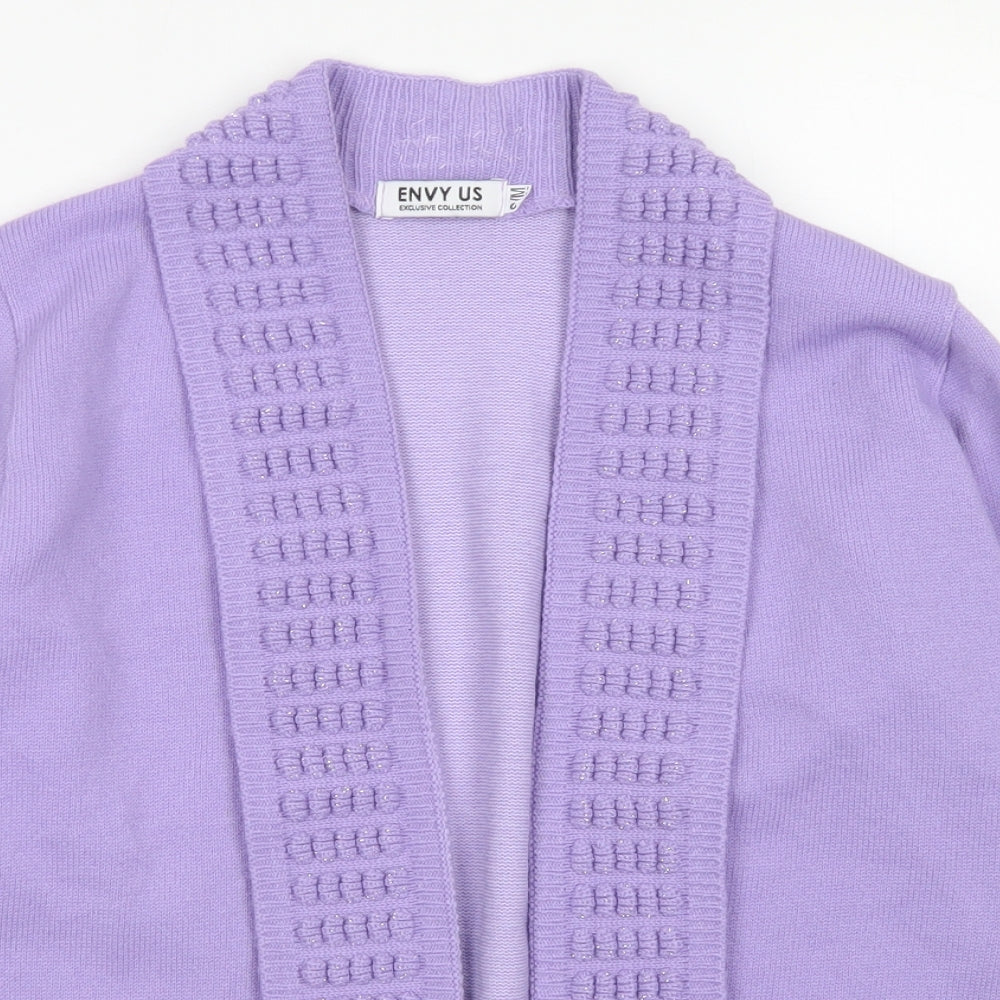 Envy Us Womens Purple Collared  Acrylic Cardigan Jumper Size S