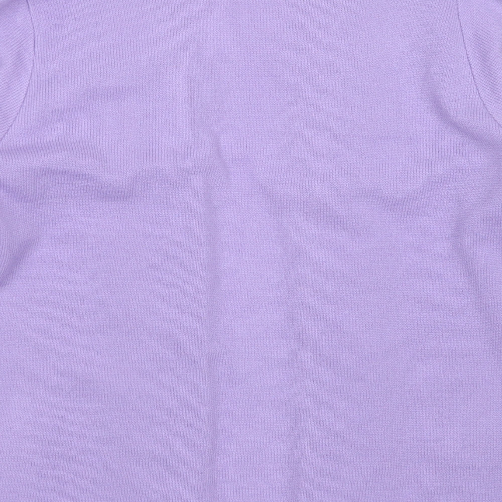 Envy Us Womens Purple Collared  Acrylic Cardigan Jumper Size S