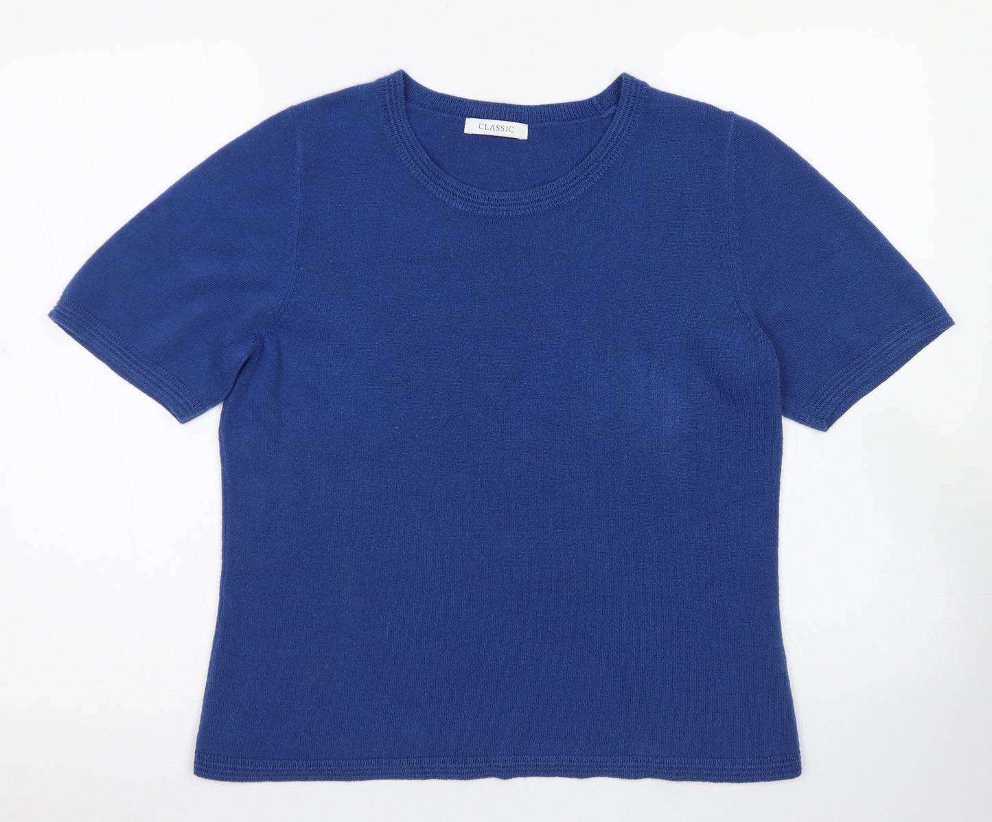 Classic Womens Blue Crew Neck  Acrylic Pullover Jumper Size 14