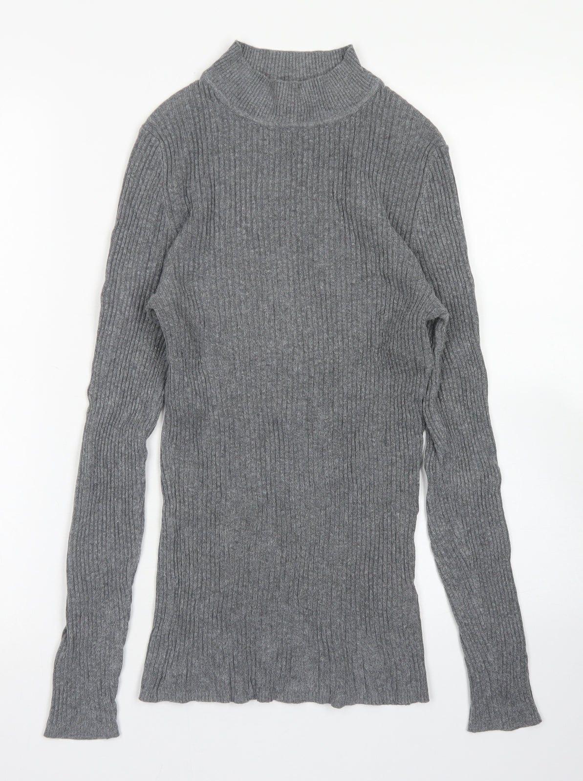 Primark Womens Grey Mock Neck  Viscose Pullover Jumper Size L