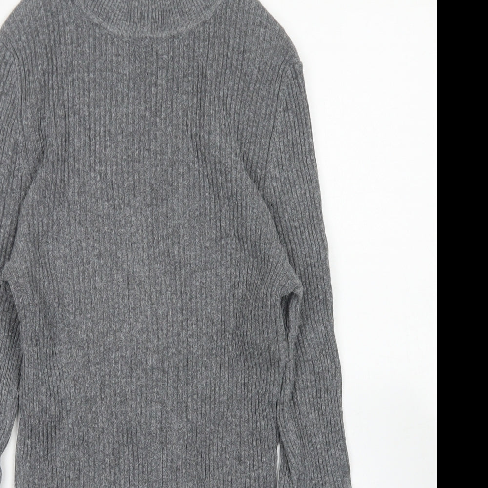 Primark Womens Grey Mock Neck  Viscose Pullover Jumper Size L