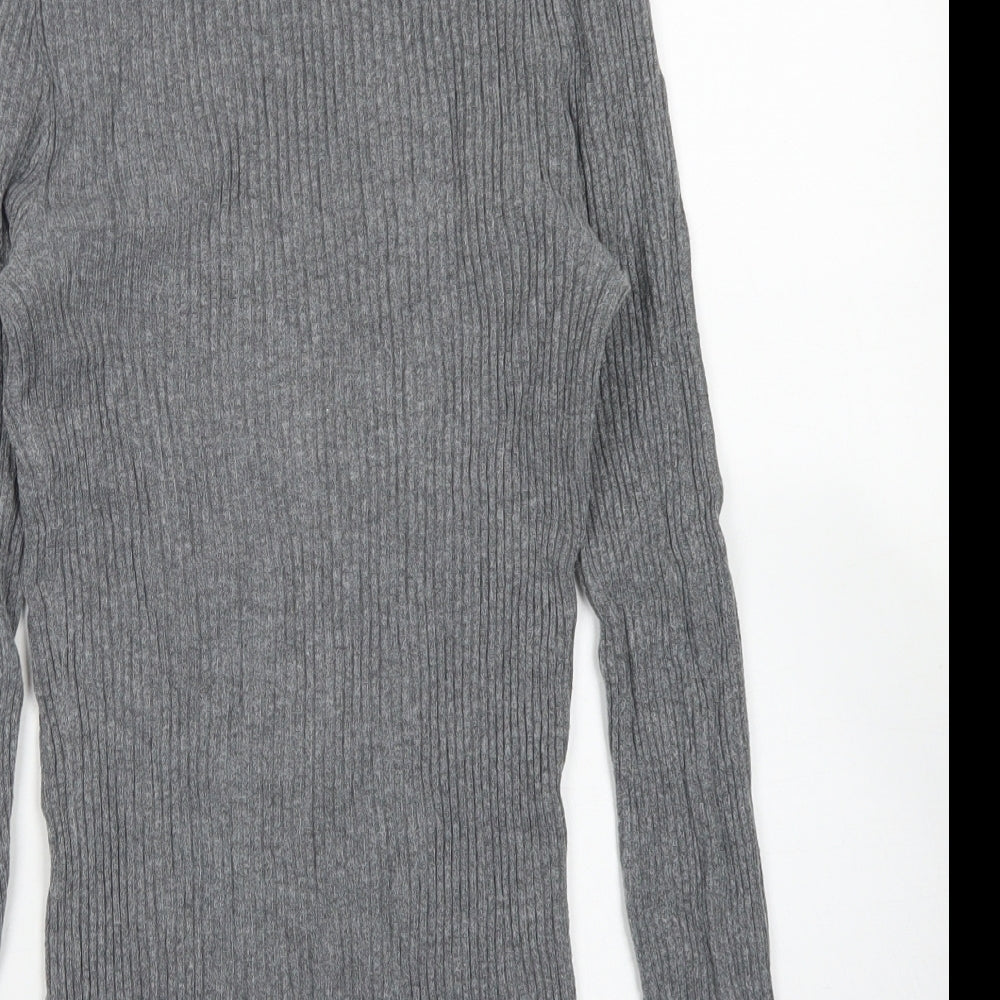 Primark Womens Grey Mock Neck  Viscose Pullover Jumper Size L