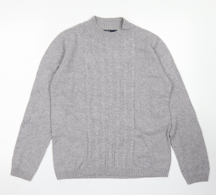 ISLE Womens Grey Crew Neck Nylon Pullover Jumper Size S