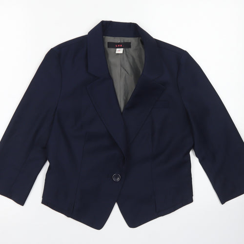LUX. Womens Blue  Polyester Jacket Blazer Size S