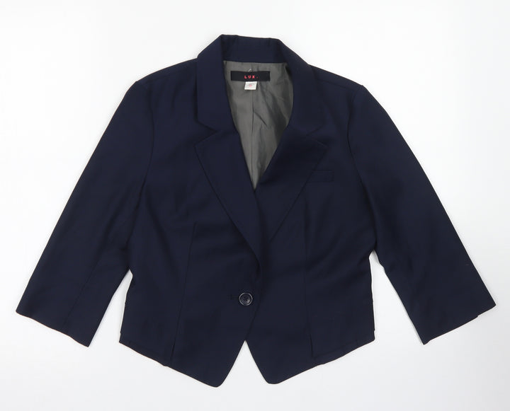 LUX. Womens Blue  Polyester Jacket Blazer Size S