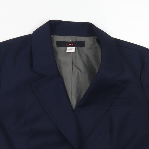 LUX. Womens Blue  Polyester Jacket Blazer Size S