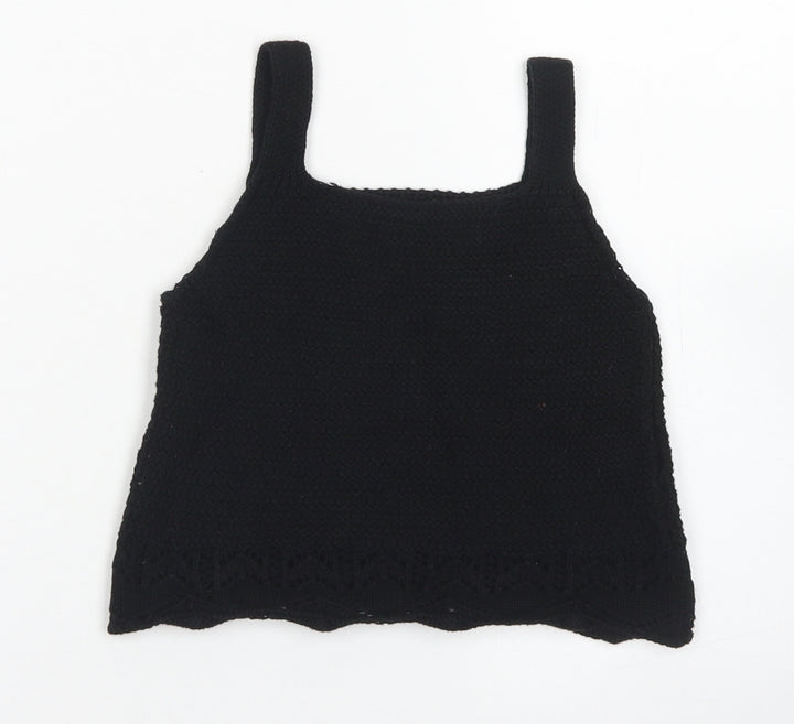 TU Girls Black Cotton Cropped Tank Size 5 Years Square Neck