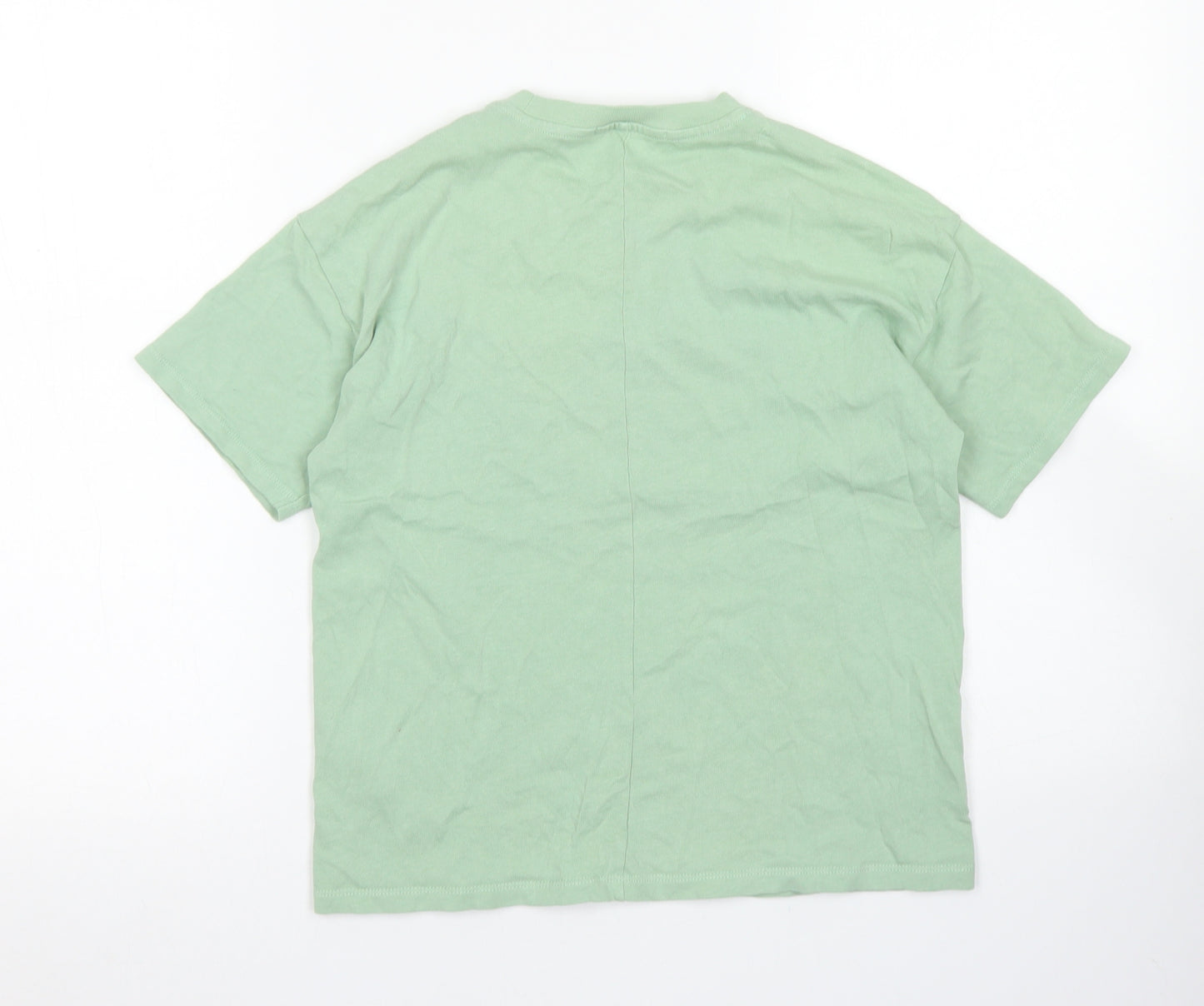 Zara Girls Green  Cotton Basic T-Shirt Size 7 Years Crew Neck
