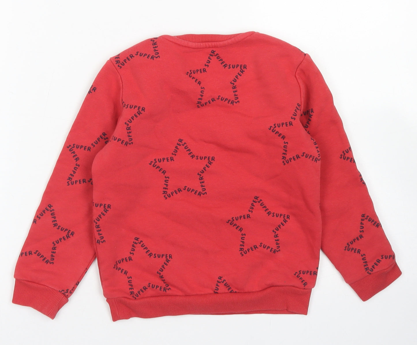 M&S Boys Red Spotted Cotton Pullover Sweatshirt Size 3-4 Years