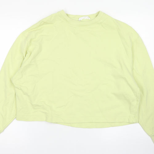 MNG Womens Yellow  Cotton Pullover Sweatshirt Size L   - Cropped