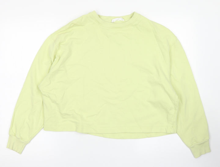 MNG Womens Yellow Cotton Pullover Sweatshirt Size L - Cropped