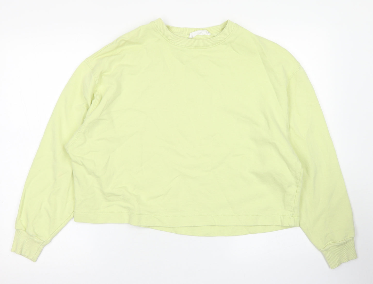 MNG Womens Yellow  Cotton Pullover Sweatshirt Size L   - Cropped