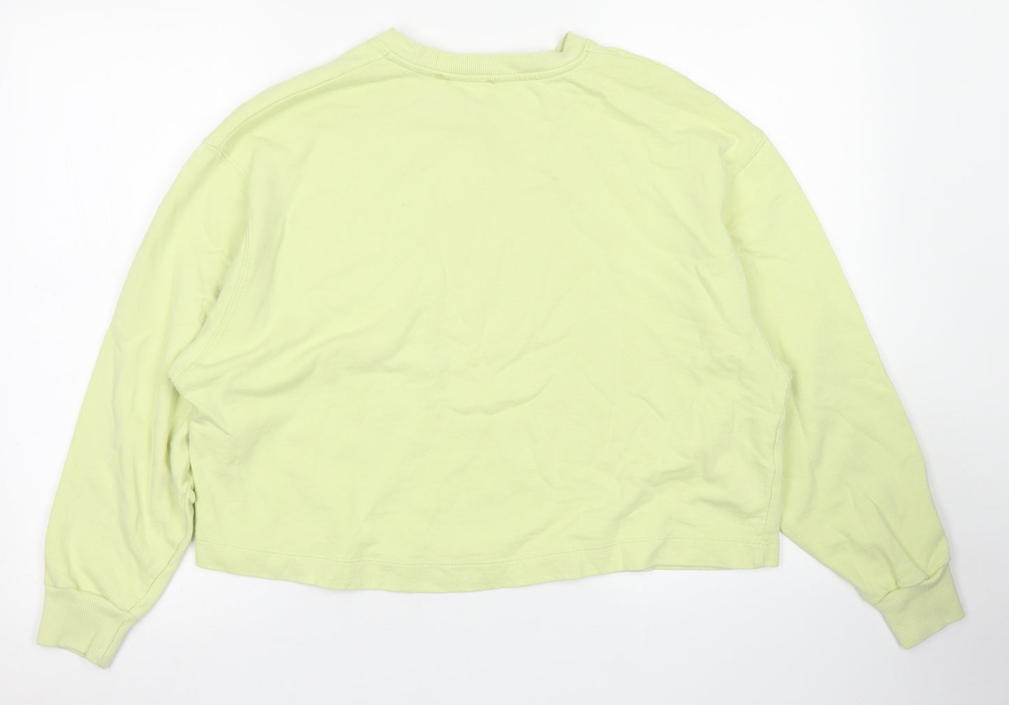 MNG Womens Yellow  Cotton Pullover Sweatshirt Size L   - Cropped