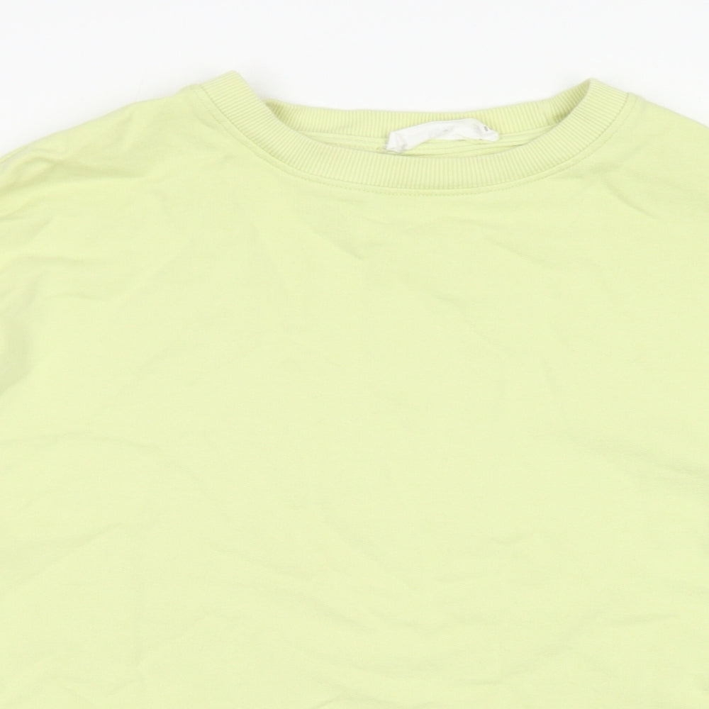 MNG Womens Yellow  Cotton Pullover Sweatshirt Size L   - Cropped