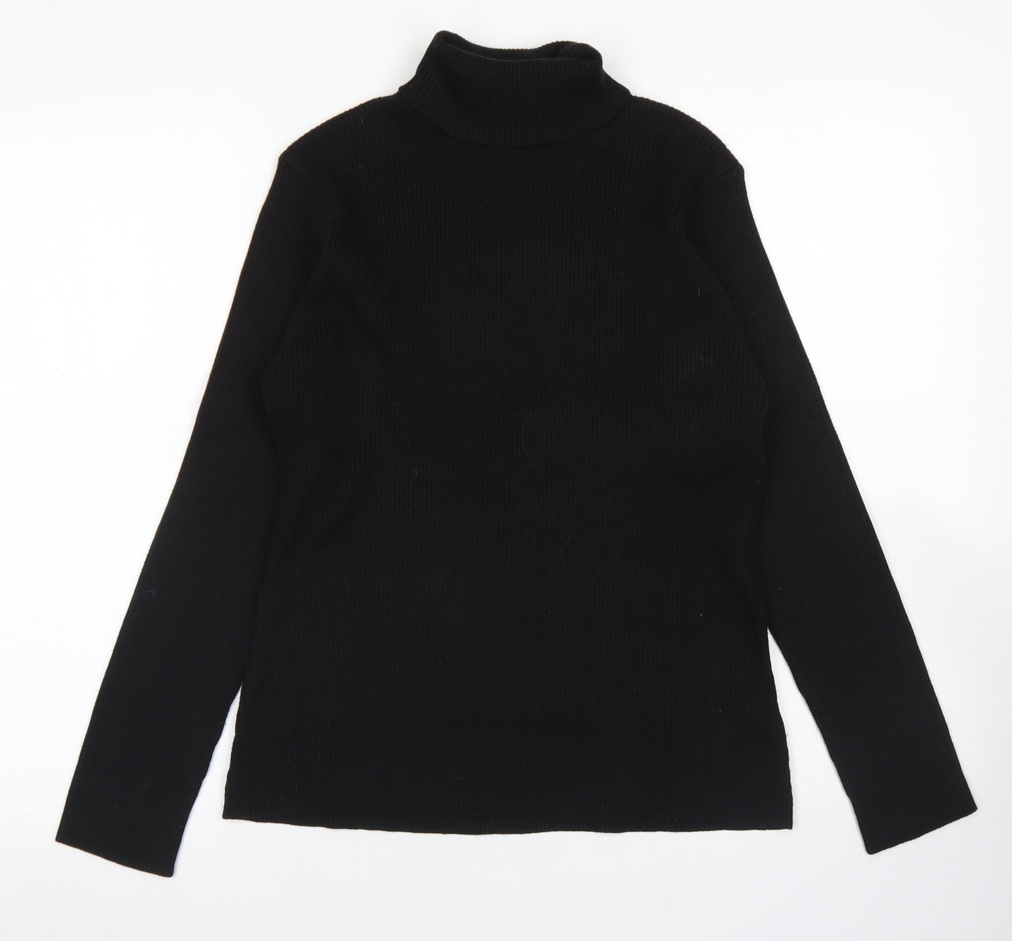 M&Co Womens Black Roll Neck  Acrylic Pullover Jumper Size XL
