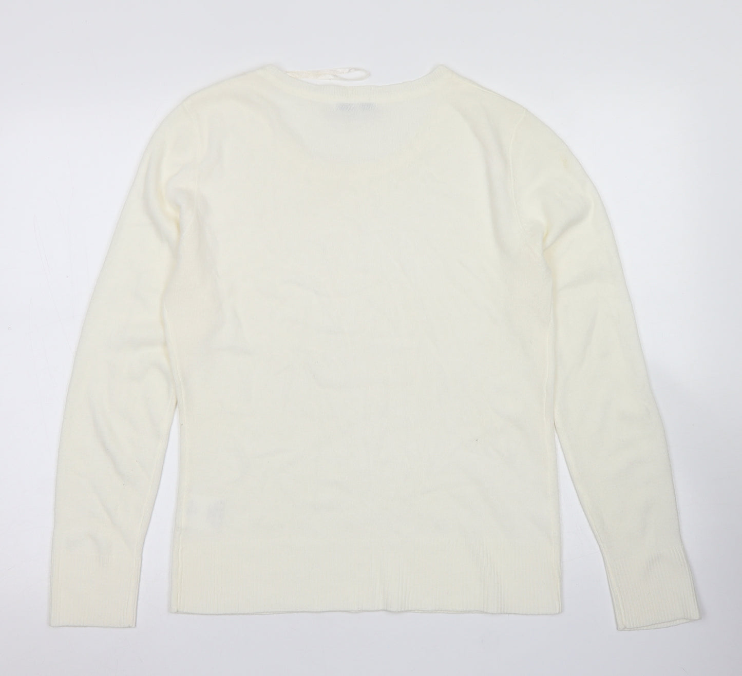 Store Twenty One Womens White Round Neck  Acrylic Pullover Jumper Size 14