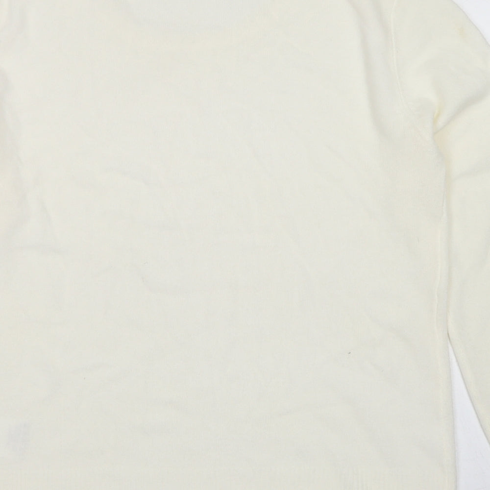 Store Twenty One Womens White Round Neck  Acrylic Pullover Jumper Size 14