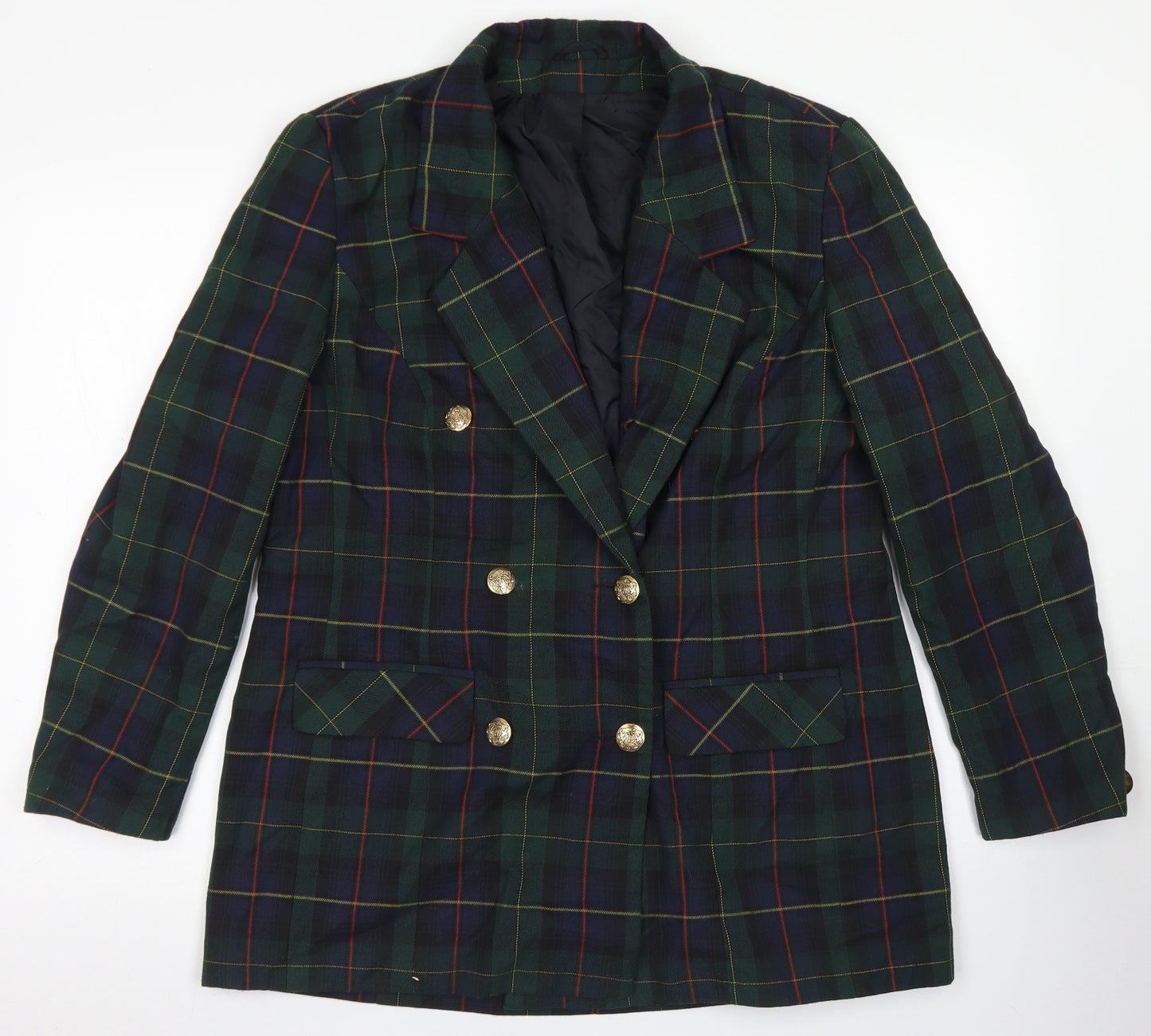 essence Womens Green Plaid Polyester Jacket Blazer Size 18
