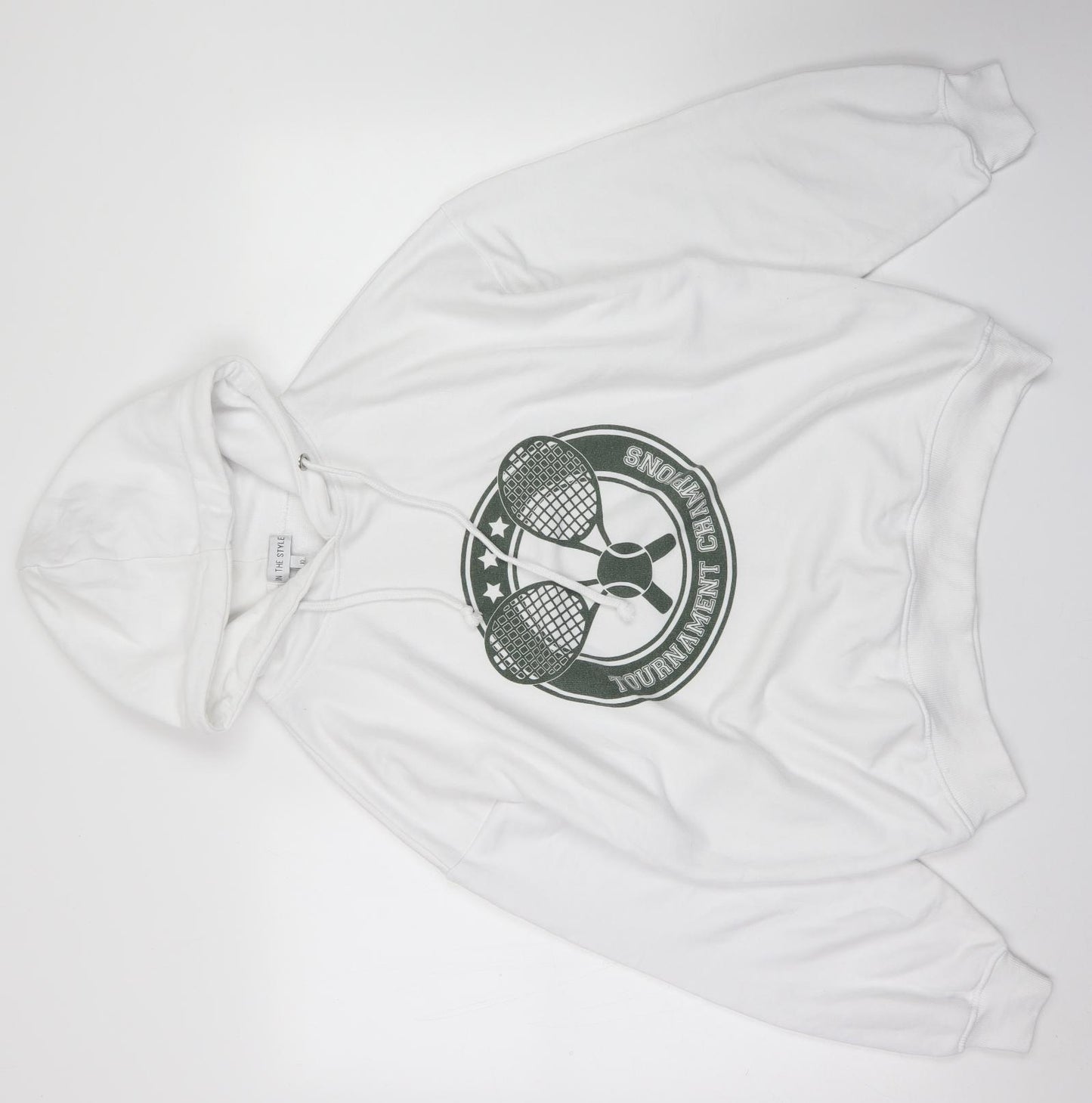 In the Style Womens White  Polyester Pullover Hoodie Size 10